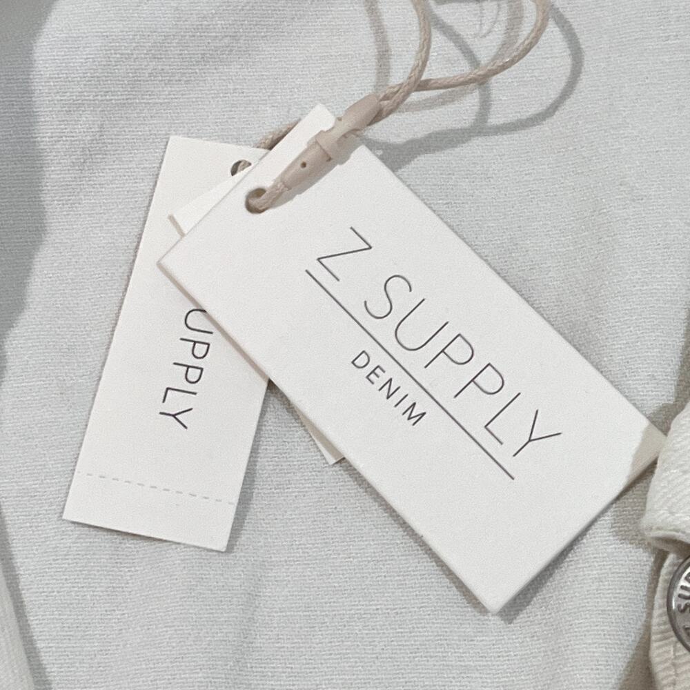 NWT Z Supply All Day Cropped Denim Jacket in Off White Size Large - Picture 10 of 12